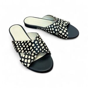 Jenni Kayne Ponyhair Animal Print Slide Crossover Sandals Size 36